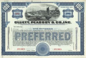 Cluett, Peabody and Co., Inc. - Specimen Stock Certificate