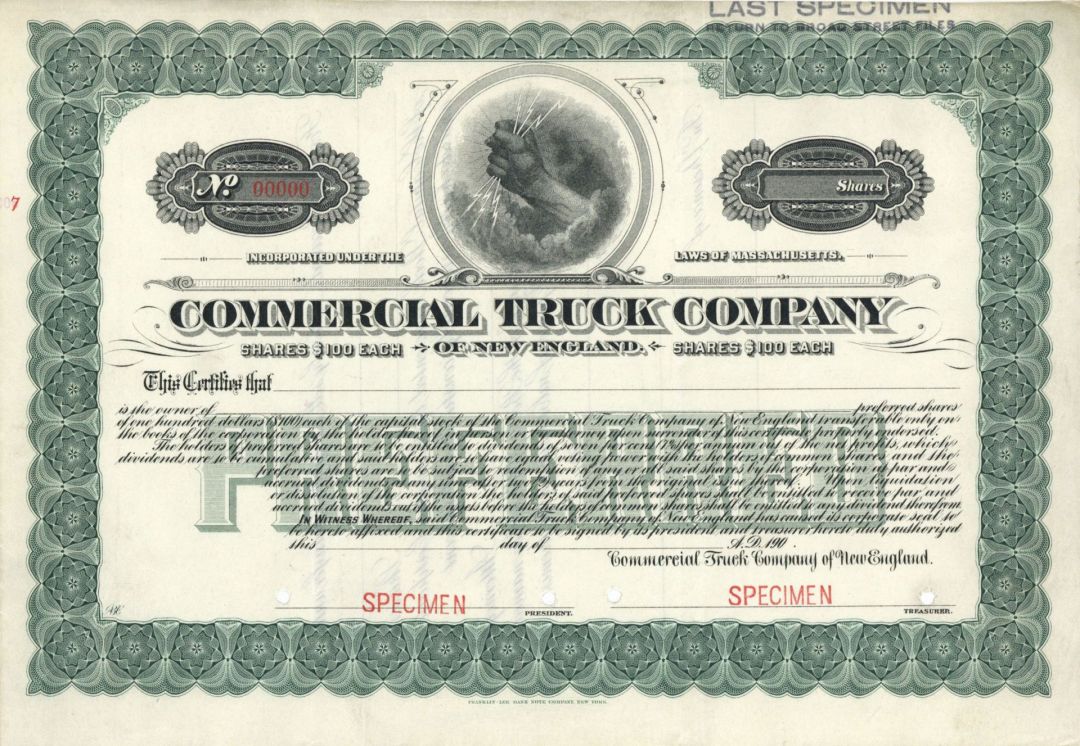 Commercial Truck Co. - Specimen Stock Certificate