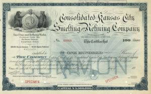 Consolidated Kansas City Smelting and Refining Co. - Specimen Stock