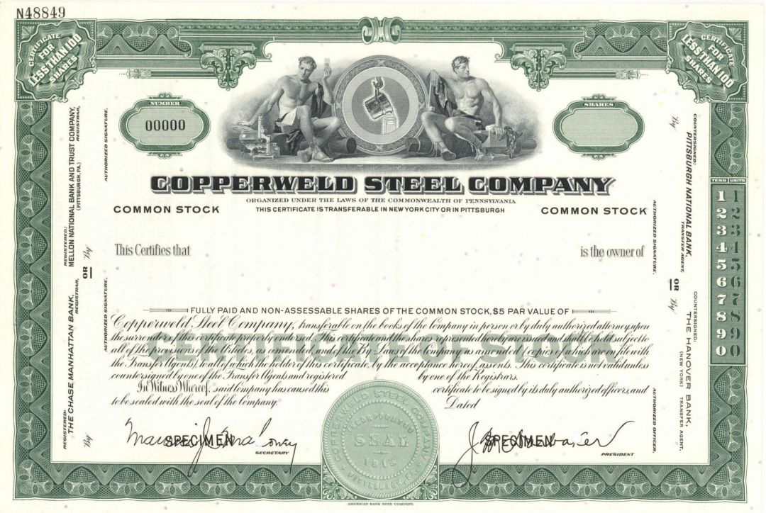 Copperweld Steel Co. - Specimen Stock Certificate