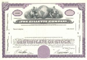 Gillette Co. - Specimen Stock Certificate - Famous Razor Company