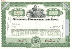 Gimbel Brothers, Inc. - Specimen Stock Certificate