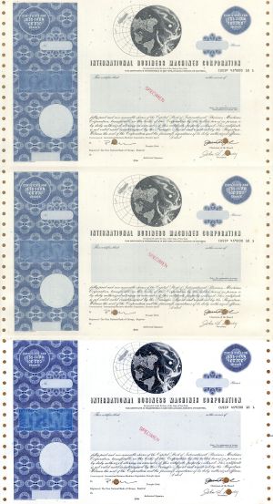 International Business Machines Corp. - IBM - Famous Computer Co. -  Sheet of 3 Specimen Stock Certificate