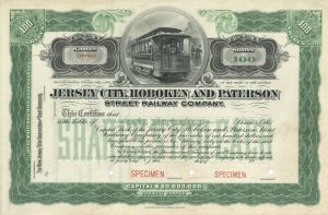 Jersey City, Hoboken and Paterson Street Railway Co. - Specimen Stock