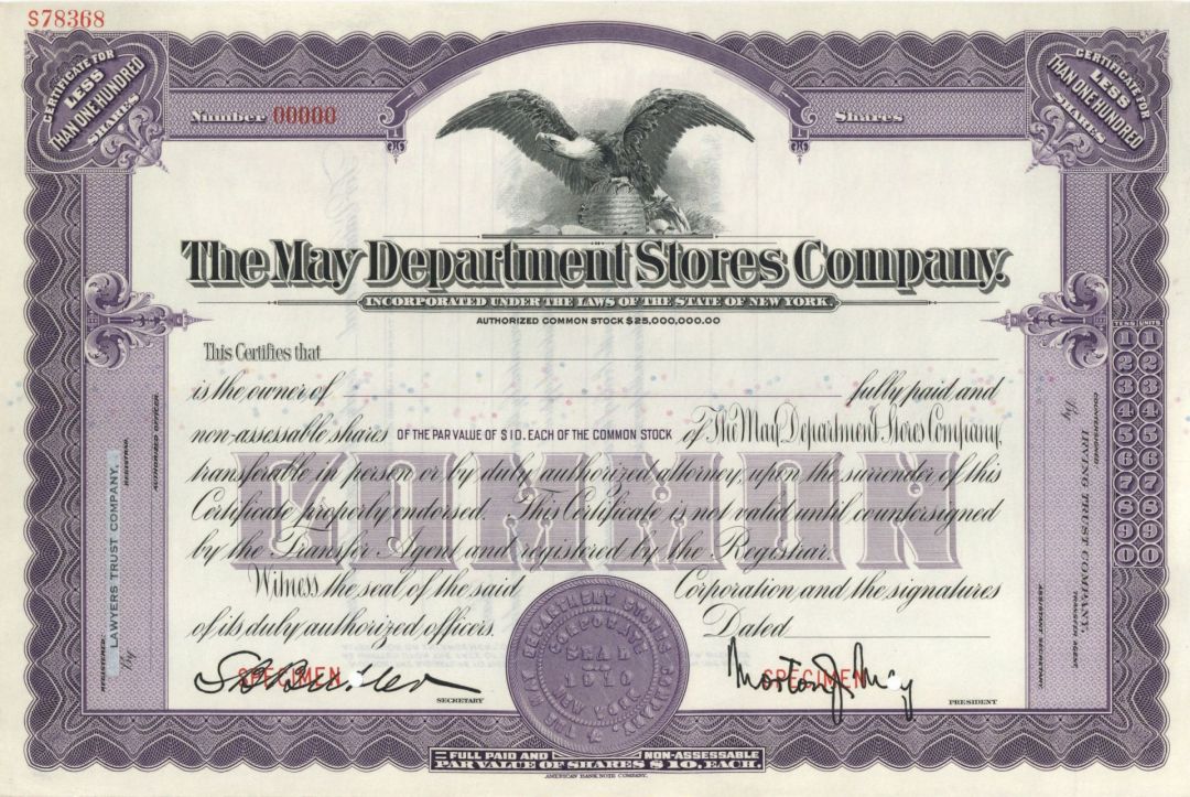 May Department Stores Co. - Specimen Stock