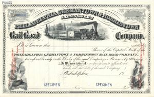 Philadelphia Germantown and Norristown Rail Road Co. - Specimen Stock Certificate
