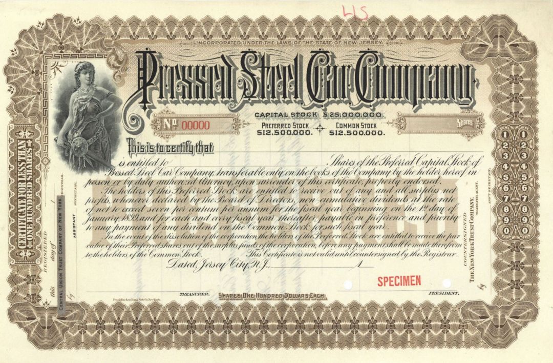 Pressed Steel Car Co. - Specimen Stock Certificate