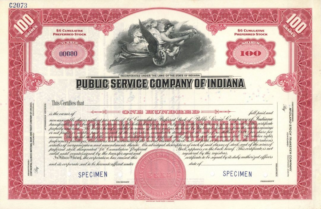 Public Service Company of Indiana -  Specimen Stock Certificate