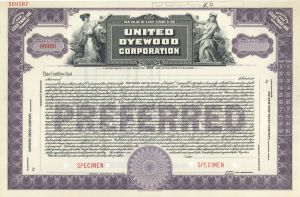 United Dyewood Corp. -  Specimen Stock Certificate