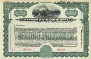 Western Maryland Railway Co. -  Specimen Stock Certificate