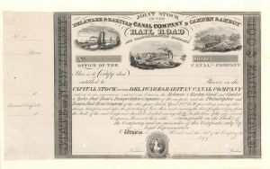 Proof Stock Certificate - Delaware & Raritan Canal & Camden & Amboy Rail Road & Transportation Co.