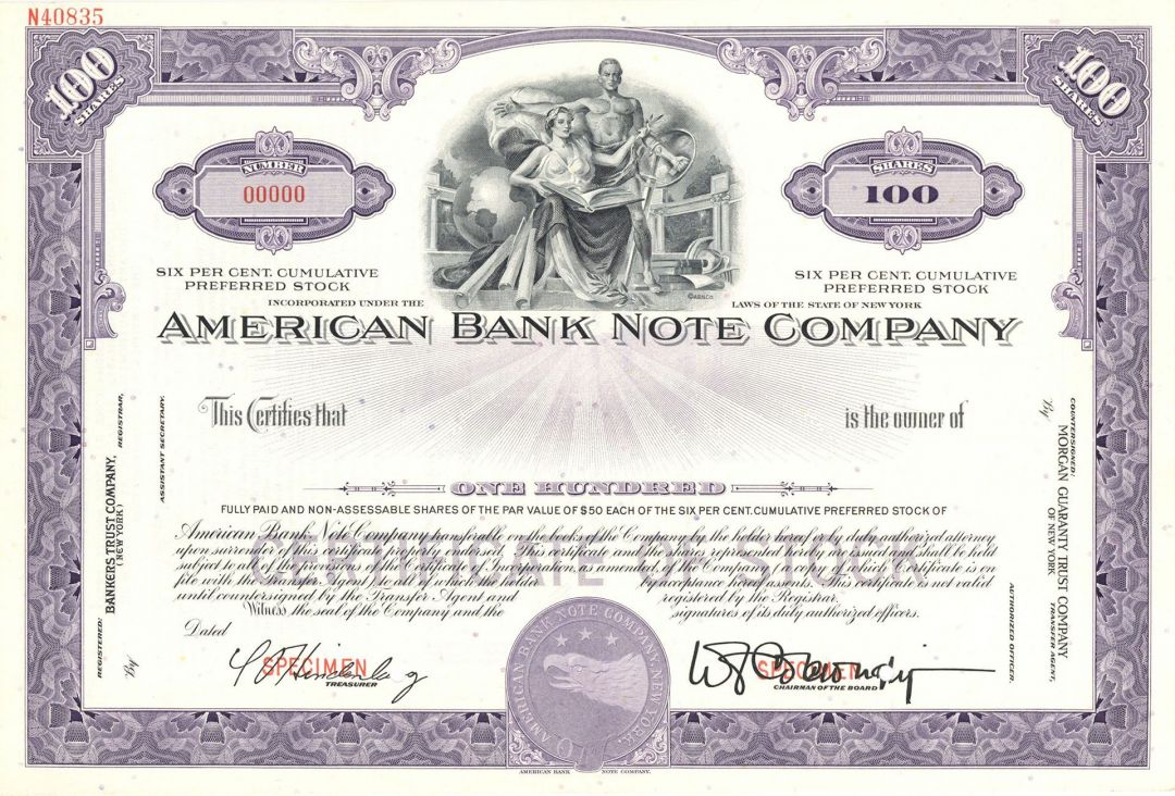 American Bank Note Co. - Specimen Stock Certificate