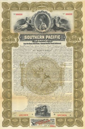 Southern Pacific Co. - 1899 dated $500 Specimen Bond