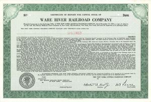 Ware River Railroad Co. - Specimen Stock Certificate