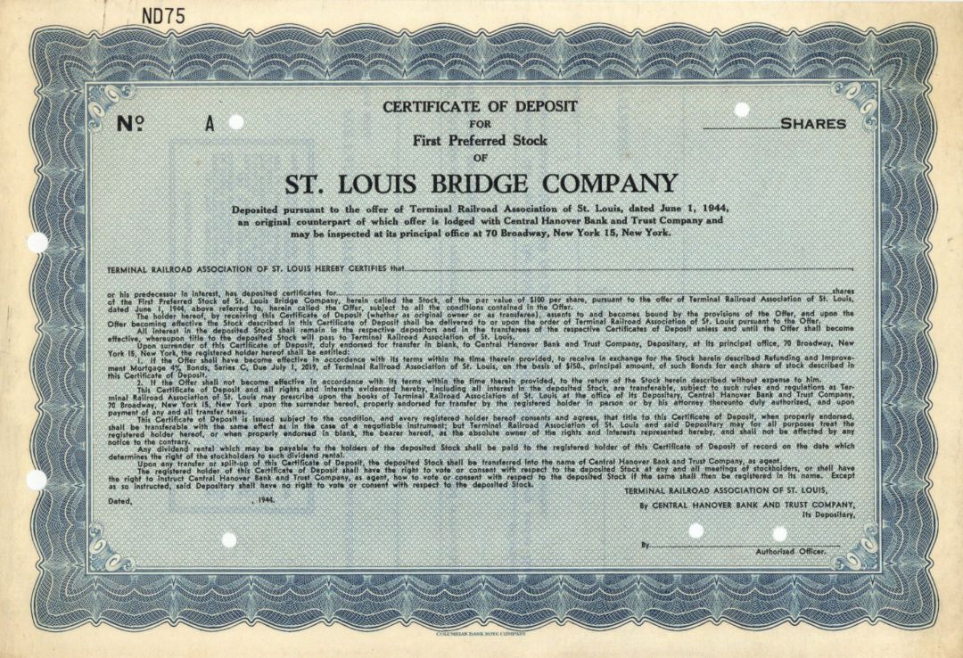 St. Louis Bridge Co. - Specimen Stock