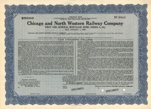 Chicago and North Western Railway Co. - $5,000 Railroad Specimen Bond