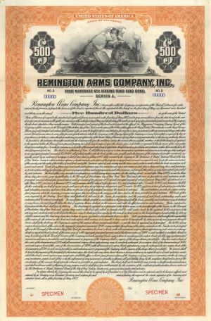 Remington Arms Company, Inc. - $500 Specimen Bond