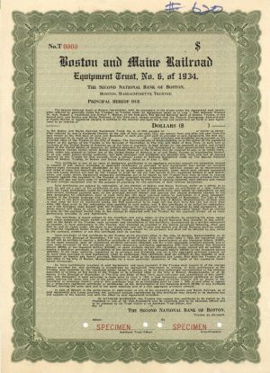 Boston and Maine Railroad - 1935 Railroad Specimen Bond