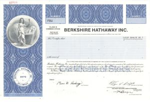 Berkshire Hathaway Inc. - Specimen Stock Certificate