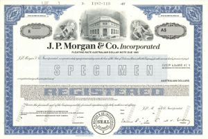 J.P. Morgan and Co. Inc. - Specimen Bond - Only Seen 1 Specimen Bond