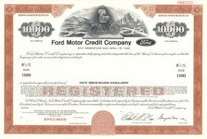 Ford Motor Credit Co. - $10,000 Specimen Bond