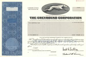 Greyhound Corp. -  Specimen Stock Certificate