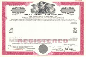 Trans World Airlines, Inc. - Specimen Bond