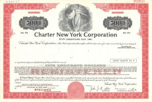 Charter New York Corp. - $5,000 Specimen Bond