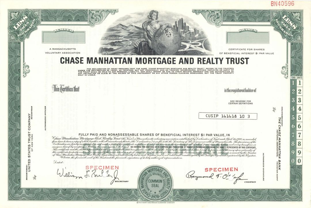 Chase Manhattan Mortgage and Realty Trust - Specimen Stock Certificate