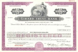 Girard Trust Bank - $10,000 Specimen Bond