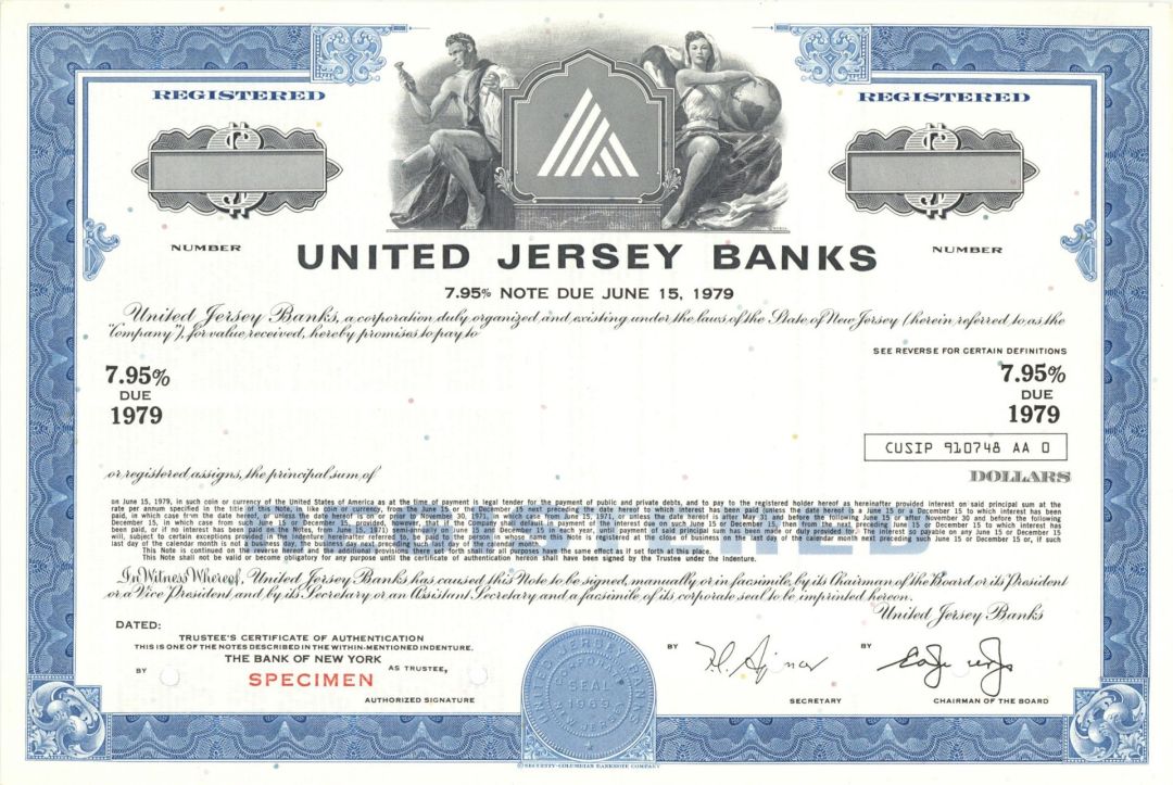 United Jersey Banks - Specimen Bond