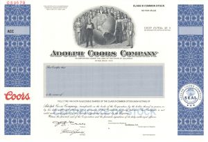 Adolph Coors Co. - Specimen Stock Certificate