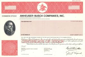 Anheuser-Busch Companies, Inc. - Specimen Stock Certificate
