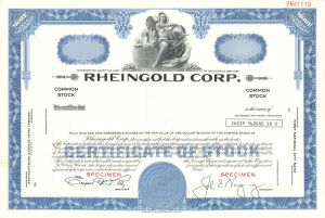 Rheingold Corp. - Specimen Stock Certificate
