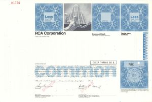 Radio Corporation of America - RCA - Specimen Stock Certificate