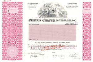 Circus Circus Enterprises, Inc. - Specimen Stock Certificate