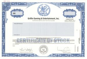 Griffin Gaming and Entertainment Inc. - Specimen Stock Certificate