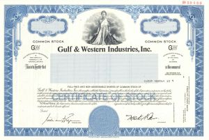 Gulf and Western Industries Inc. - Specimen Stock Certificate