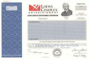 Loews Cineplex Entertainment Corp. - Specimen Stock Certificate