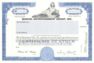Marvel Entertainment Group, Inc. - Specimen Stock Certificate