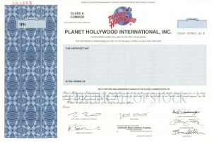 Planet Hollywood International, Inc. - Specimen Stock Certificate