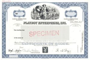 Playboy Enterprises, Inc. - Specimen Stock Certificate