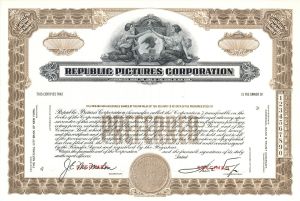 Republic Pictures Corp. - Specimen Stock Certificate