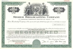 Storer Broadcasting Co. - $1,000 Specimen Bond