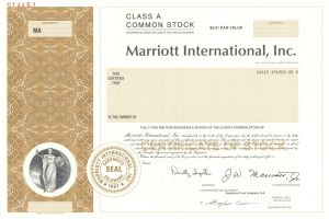 Marriott International, Inc. - 2004 dated Specimen Stock Certificate