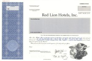 Red Lion Hotels, Inc. - Specimen Stock Certificate