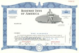 Rodeway Inns of America - Specimen Stock Certificate