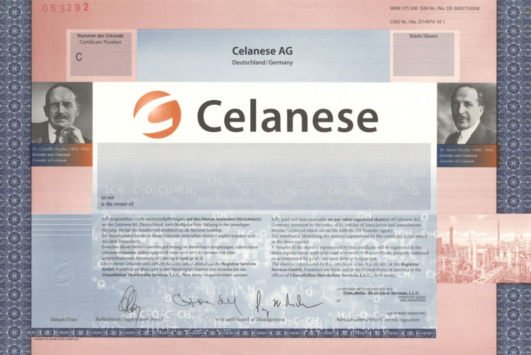 Celanese AG - Specimen Stock Certificate