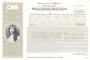 National Australia Bank Limited - 1997 dated Specimen Stock Certificate