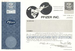 Pfizer Inc. - 1970's dated Specimen Stock Certificate